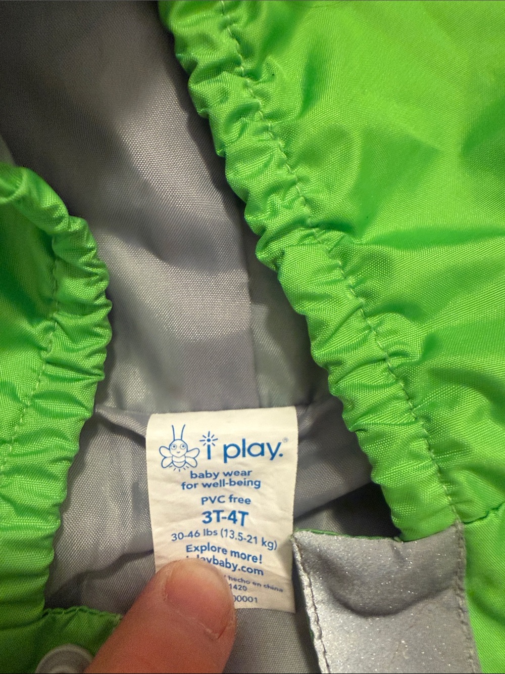 i play. Bright Lime Green and Gray Kids Rain Jacket
